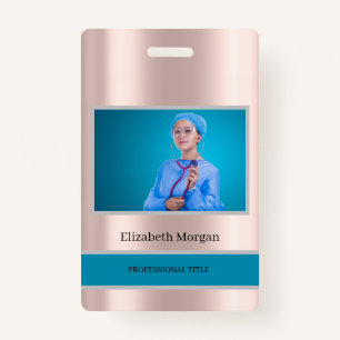 Employee Photo Rose Gold Elegant Badge