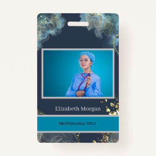 Employee Photo Trendy Boho Blue Badge