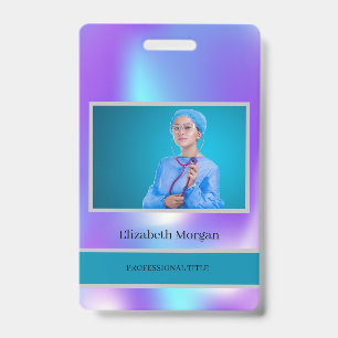 Employee Photo Trendy Holographic Badge