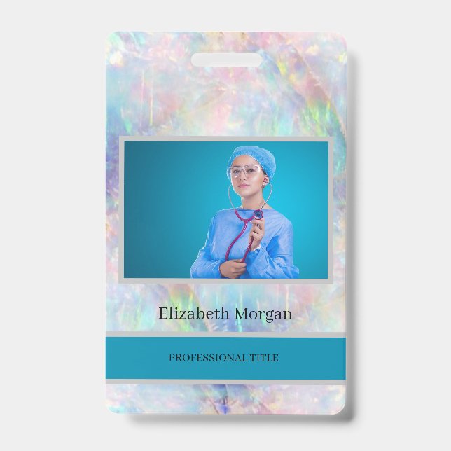 Employee Photo Trendy Holographic Opal Badge (Front)