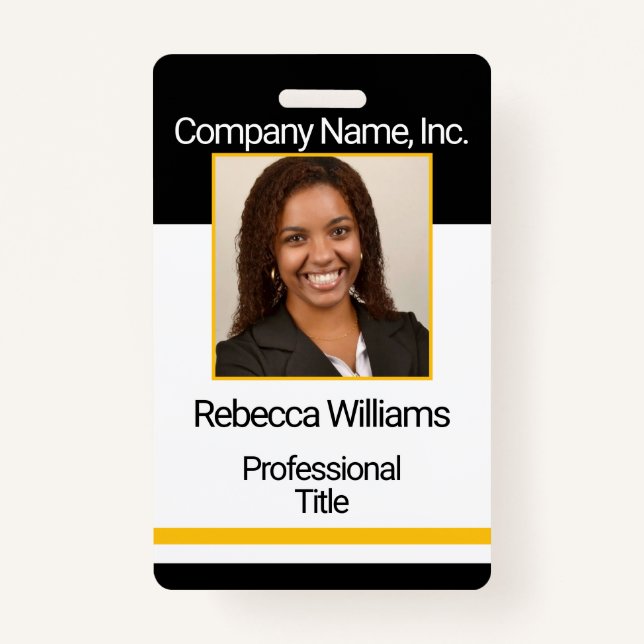 Employee Picture Badge - Black and Gold (Front)