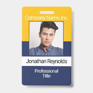 Employee Picture Badge - Gold And Navy Blue