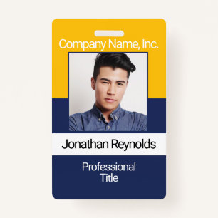 Employee Picture Badge - Gold And Navy Blue