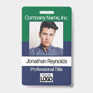 Employee Picture Badge - Green And Navy Blue