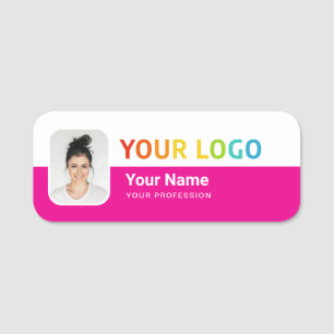 Employee Pin Name Tag or Magnetic with Logo, Photo