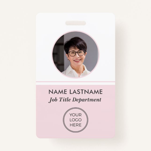 Employee Pink Logo ID Photo Badge (Front)