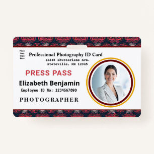 Employee Press Pass Photo Logo ID Card Name Custom Badge