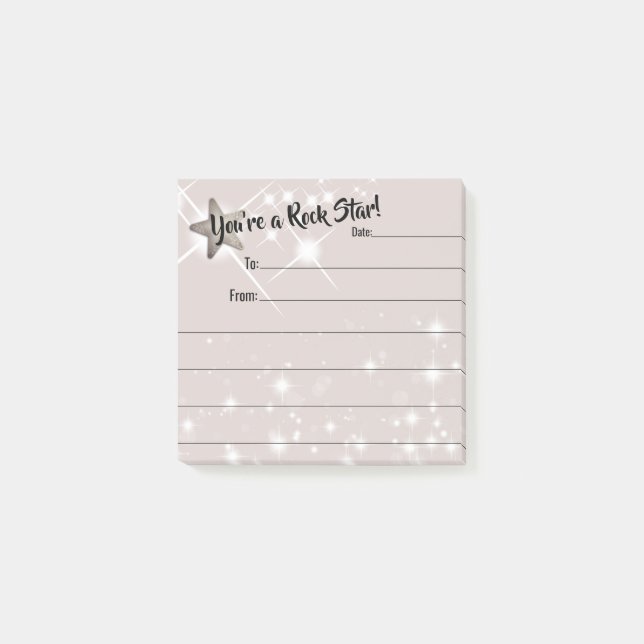Employee recognition award rock star post-it notes (Front)
