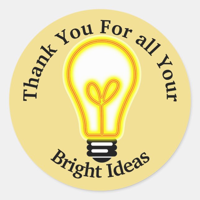 Employee Recognition Bright Ideas Light Bulb Classic Round Sticker (Front)