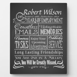 employee retirement gift for boss, long service plaque
