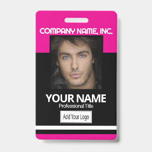 Employee / School Photo Badge - Black and Pink