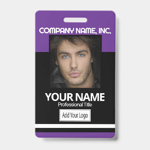 Employee / School Photo Badge - Black and Purple