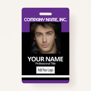 Employee / School Photo Badge - Black and Purple