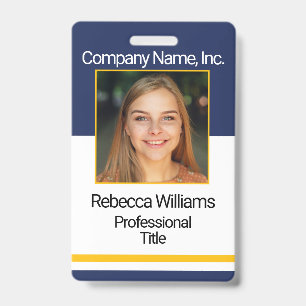 Employee / School Photo Badge - Navy and Gold