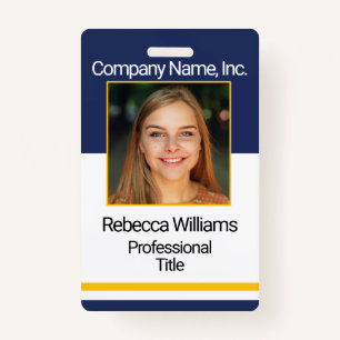 Employee / School Photo Badge - Navy and Gold