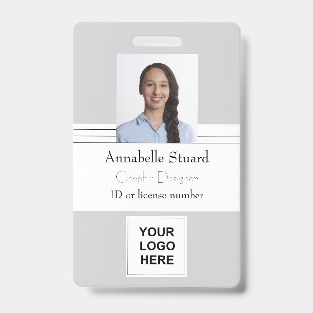 Employee Security ID - Name Photo QR code Barcode Badge (Front)