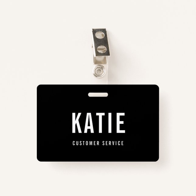 Employee Staff ID Company Logo Black & White Badge (Front with Clip)