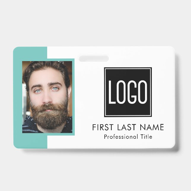 Employee Staff ID | Teal Logo Photo Badge (Front)