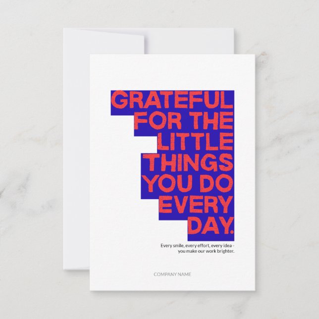 Employee Staff Thank You Appreciation Card (Front)