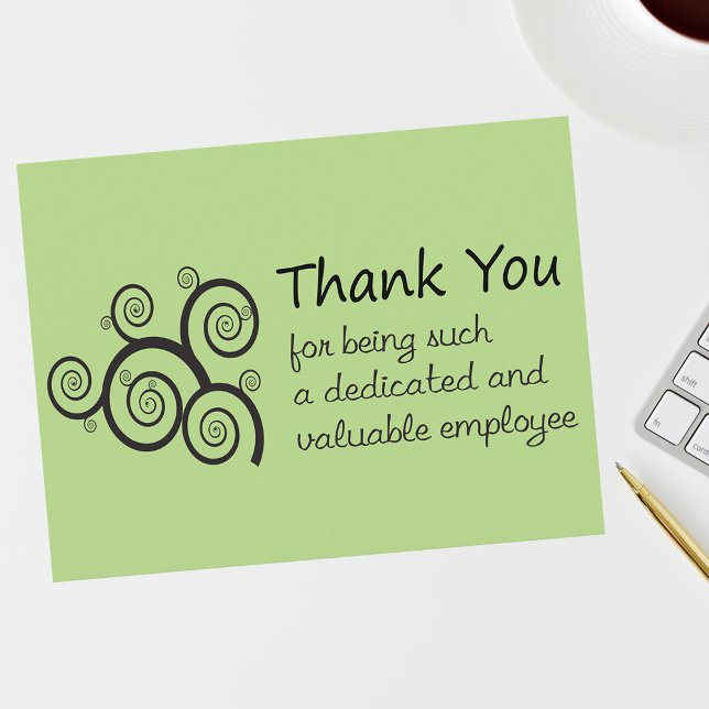 Employee Thank You with swirly vine Postcard (Creator Uploaded)