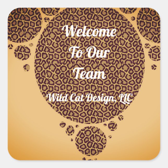 Employee Welcome Large Wild Cat Pattern Business Square Sticker (Front)