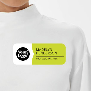 Employee White Yellow Green Business Logo Magnetic Name Tag