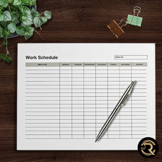 Employee Work Schedule  Notepad (Creator Uploaded)