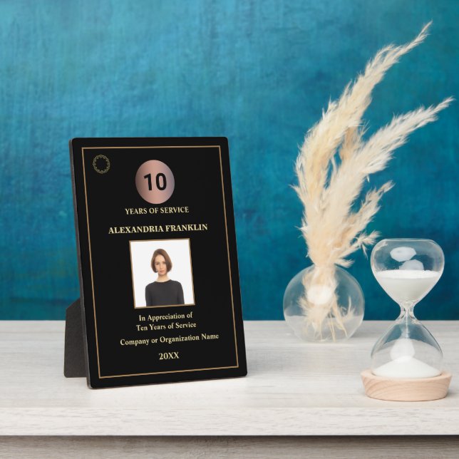 Employee Years Of Service Photo Logo Gold Custom Plaque (Side)