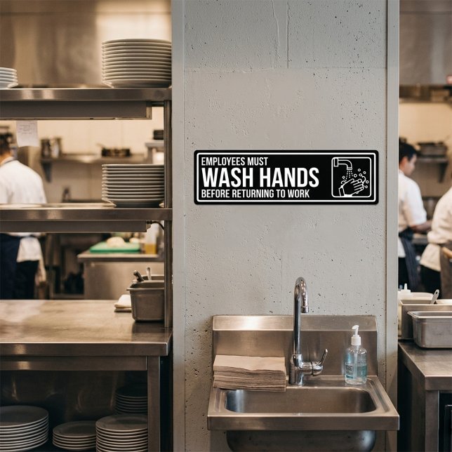 Employees Must Wash Hands Sign Bumper Sticker (employees must wash hands sign,restroom hand washing sign,business bathroom sign,restaurant restroom)