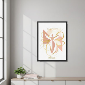 Empower Abstract Golden Woman Silhouette Art Canvas Print