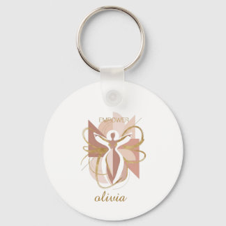 Empower Abstract Golden Woman Silhouette Art Keychain