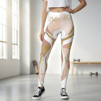 Empower Abstract Golden Woman Silhouette Art Leggings