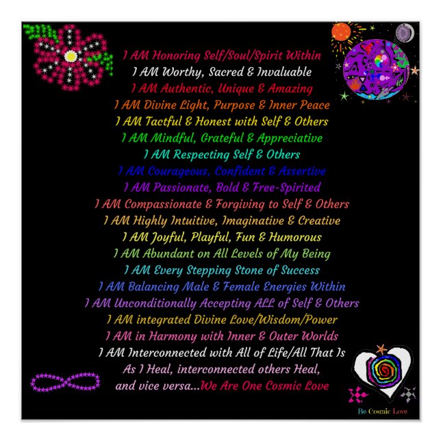 Empower Cosmic Affirmations, 20" x 20", Poster (Devant)