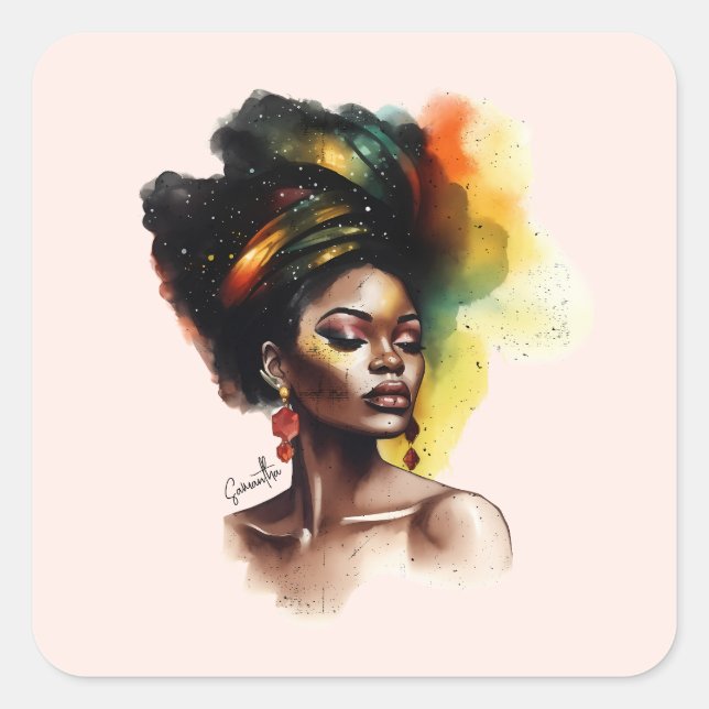 Empowered African-American Woman (2) Square Sticker (Front)