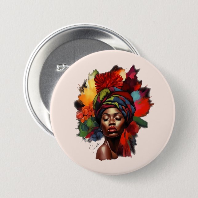 Empowered African-American Woman 3 Inch Round Button (Front & Back)