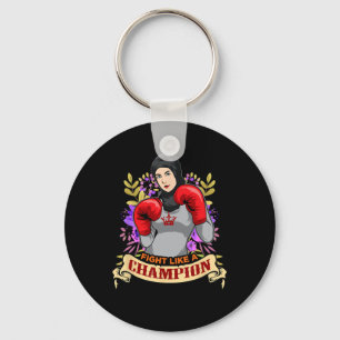 Empowered Arab Hijab Woman Boxing Kickboxing Girl Keychain