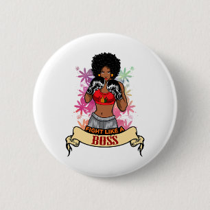 Empowered Black Woman Boxing Magic Kickboxing Girl 2 Inch Round Button