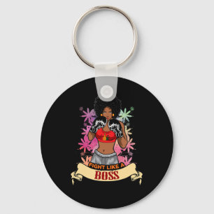 Empowered Black Woman Boxing Magic Kickboxing Girl Keychain