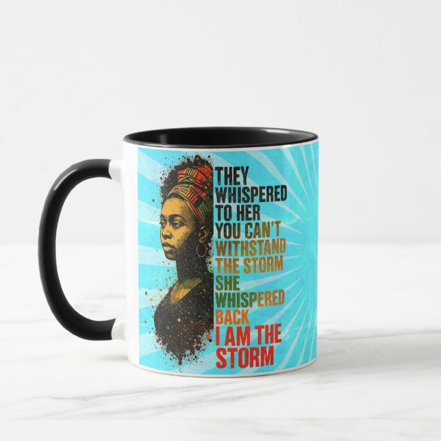 Empowered Black Woman In Bold Pan-African Colours Mug (Left)