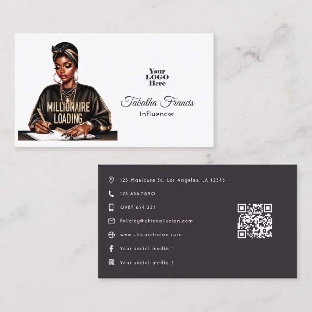 Empowered Black Woman Inspirational Design Business Card (Front/Back)
