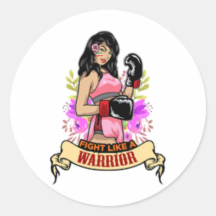 Empowered Latina Woman Boxing Kickboxing Girl Fitn Classic Round Sticker