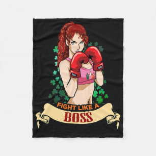 Empowered Strong Irish Woman Boxing Kickboxing Gir Fleece Blanket