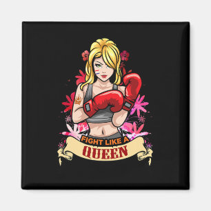 Empowered Strong Woman Boxing Kickboxing Girl Fitn Magnet