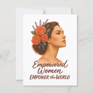 Empowered Woman with Floral Postcard