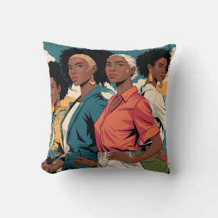 Empowered Women in Urban Fashion Throw Pillow