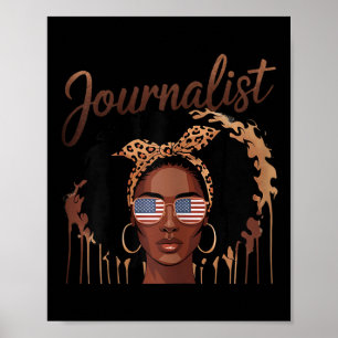 Empowering Black Journalist Bold Afro Portrait  Poster