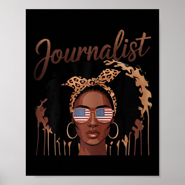 Empowering Black Journalist Bold Afro Portrait  Poster (Front)