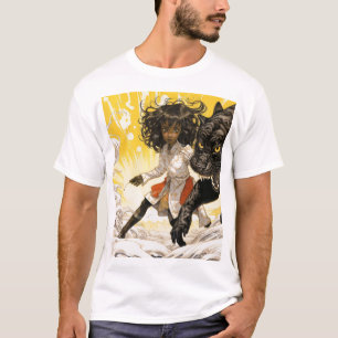 Empowering Brown Skinned Girl with Black Shoulder T-Shirt