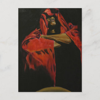 Empowering Figurative Art: A Bold Red and Black Postcard