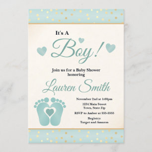 Empreinte Baby shower Invitation garçon, orteils b